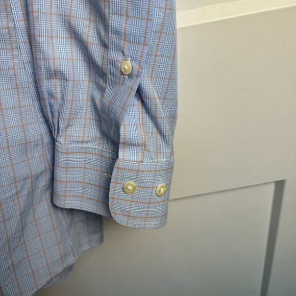 Brooks Brothers Regent Men's Long Sleeve Button Up Shirt Size 16 Blue Orange - Picture 4 of 8